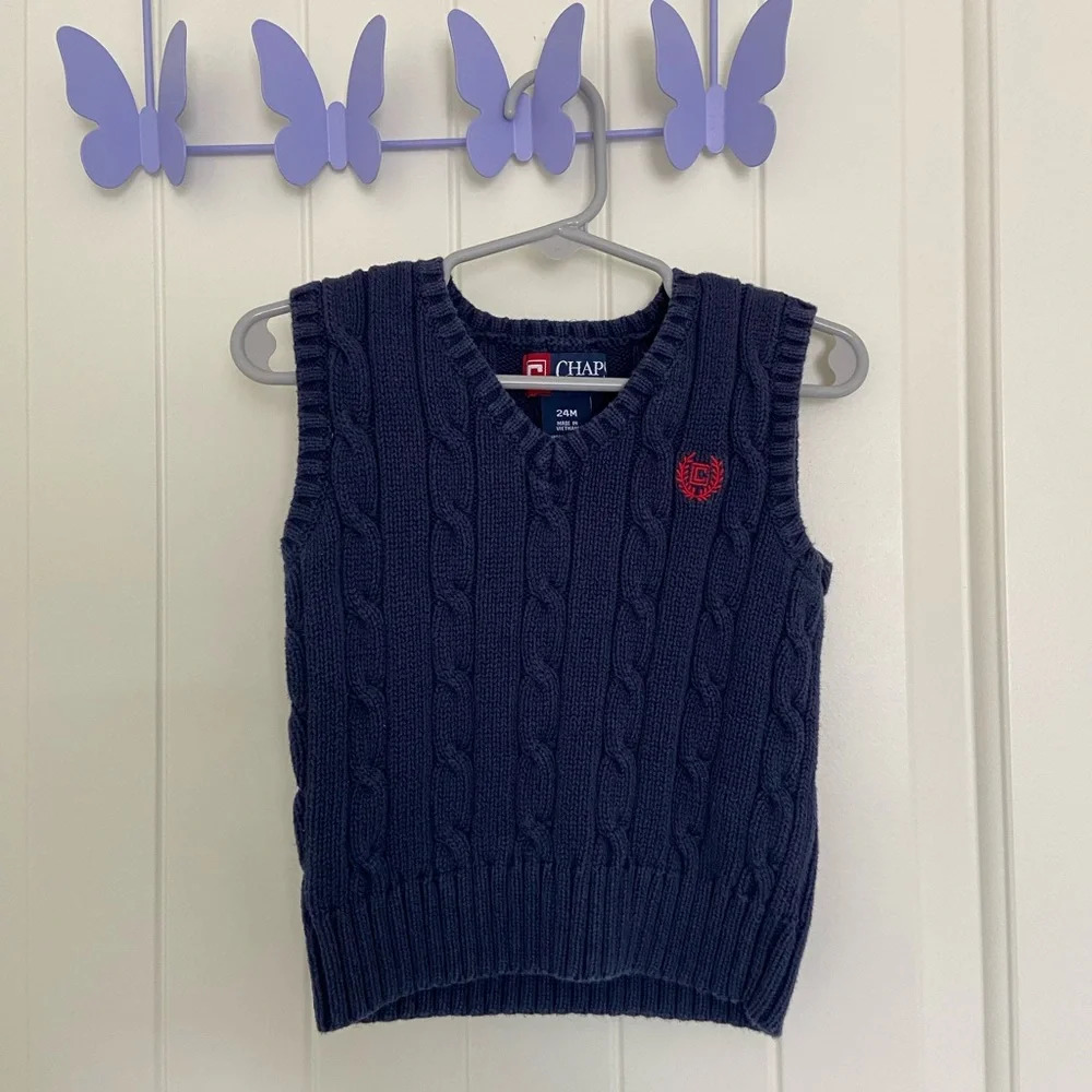 NWOT | CHAPS boy’s blue knit sweater vest — 24 months‎
